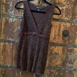 INC Sleeveless V-Neck Puckered Lace Top